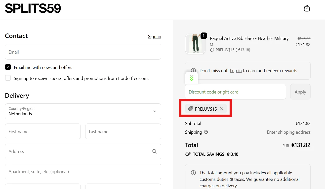Splits59 verified Coupon code PRELUV$15
